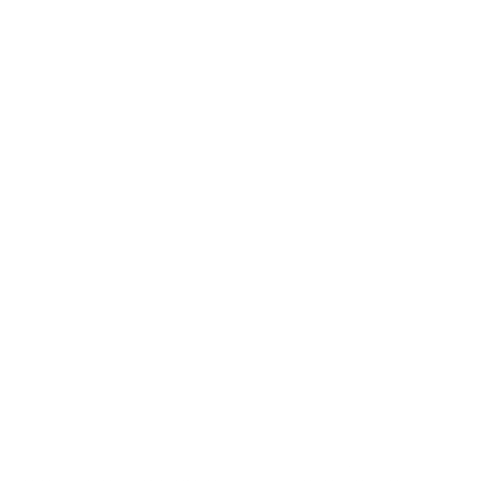 Roofing and home improvement logo with cityscape and roof illustration.