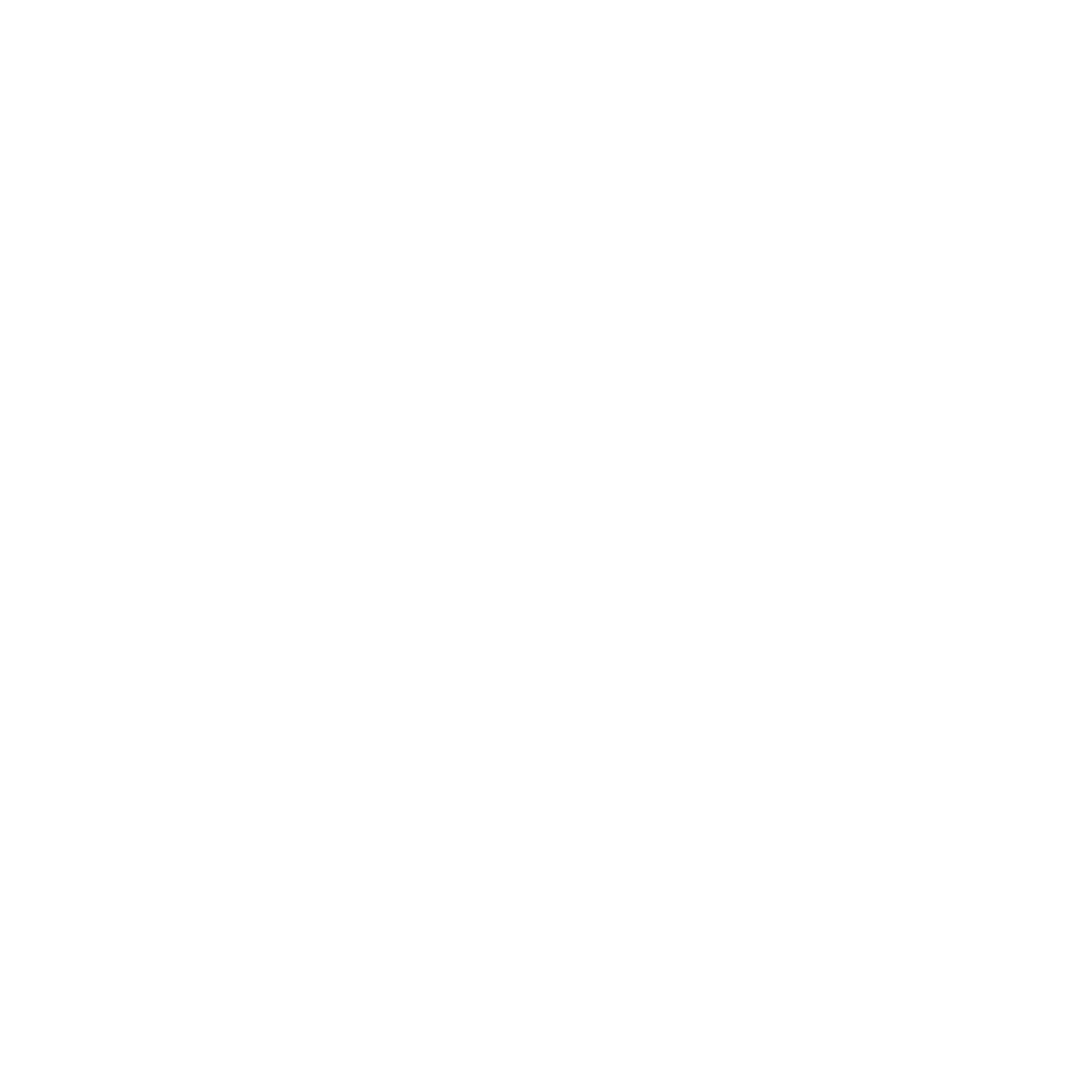 Roofing and home improvement logo with cityscape and roof illustration.